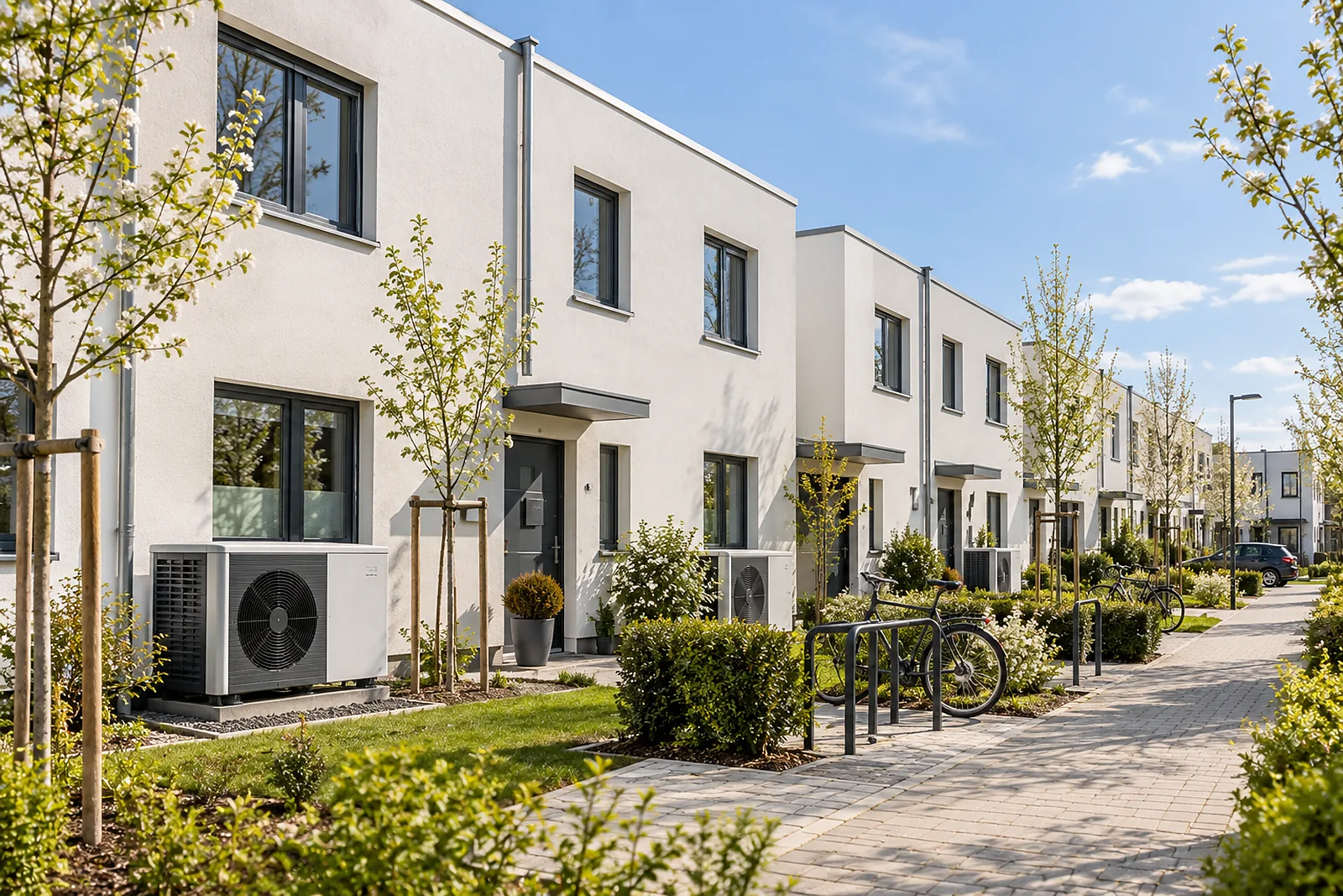 Heizungsbau Pankow: neue Reihenhäuser mit Wärmepumpen im Berliner Umland